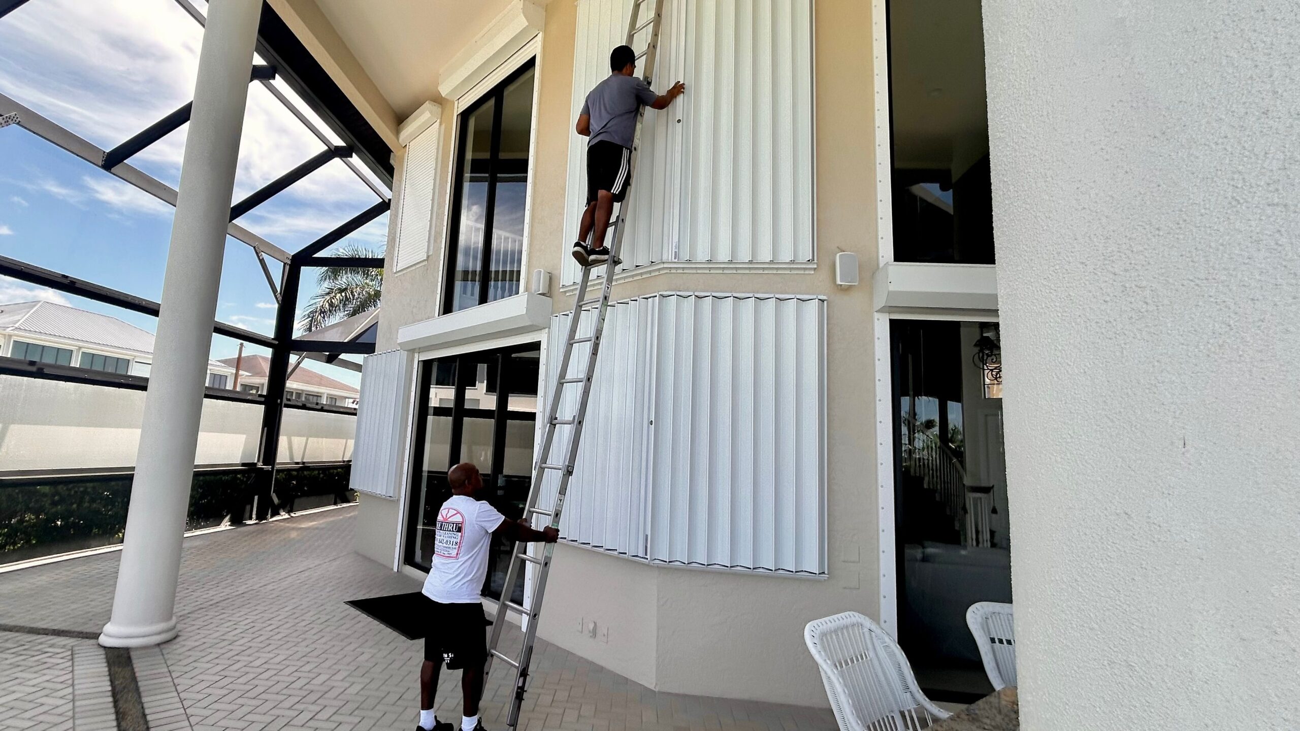 Hurricane shutters protecting a home in Collier County, Florida